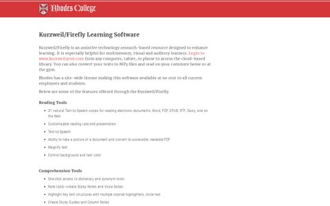 Kurzweil/Firefly Learning Software | Rhodes Express