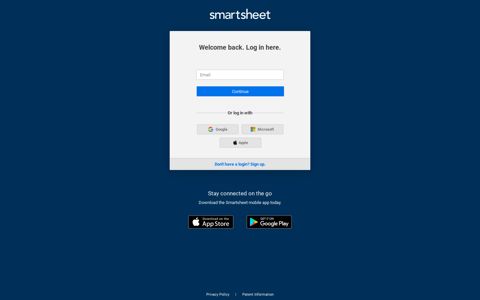 Continue to App - Smartsheet