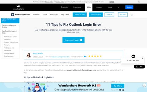 11 Tips to Fix Outlook Login Error - Recoverit - Wondershare