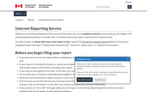 Internet Reporting Service - Canada.ca