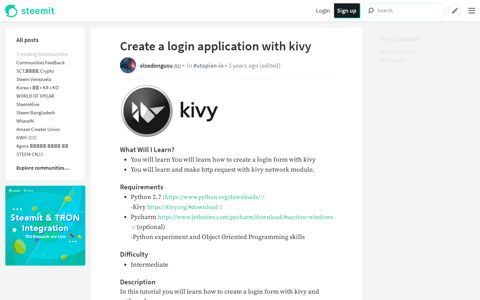 Create a login application with kivy — Steemit