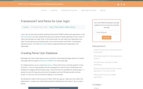 Framework7 and Parse for User login - Htmlcenter