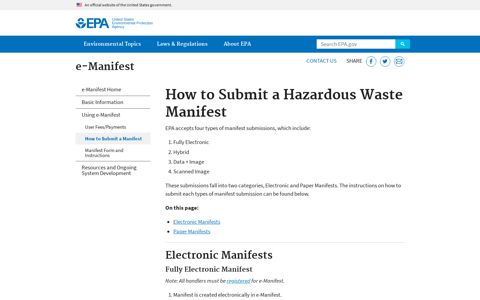 How to Submit a Hazardous Waste Manifest | The ... - EPA