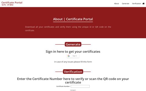 Certificate Portal - IIT (BHU) Varanasi