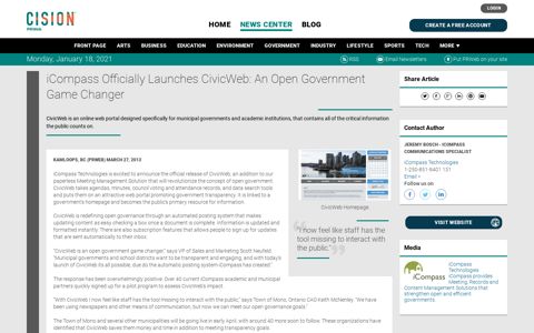 iCompass Officially Launches CivicWeb: An Open ...