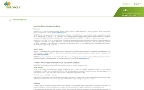 Legal conditions for access and use - Iberdrola France