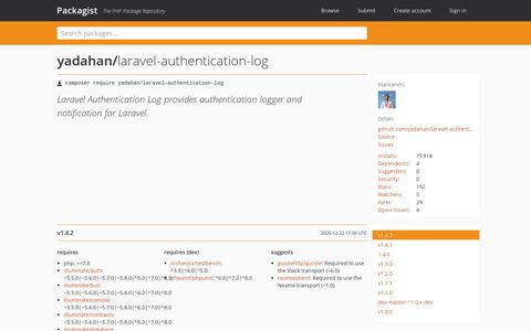 yadahan/laravel-authentication-log - Packagist
