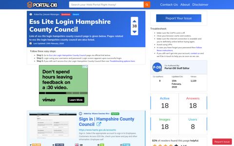 Ess Lite Login Hampshire County Council - Portal-DB.live
