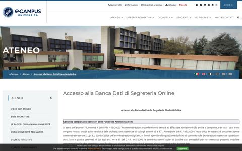 Accesso alla Banca Dati di Segreteria Online - universidad e ...