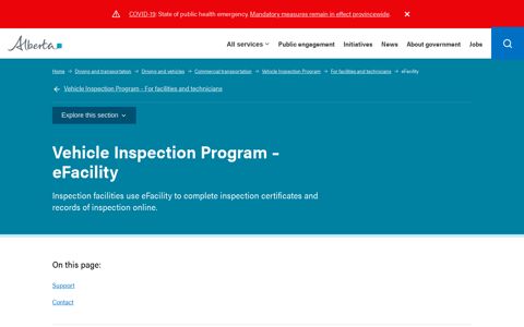 Vehicle Inspection Program – eFacility | Alberta.ca