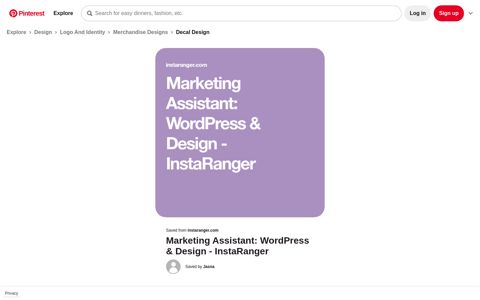 Marketing Assistant: WordPress & Design - InstaRanger - Pinterest