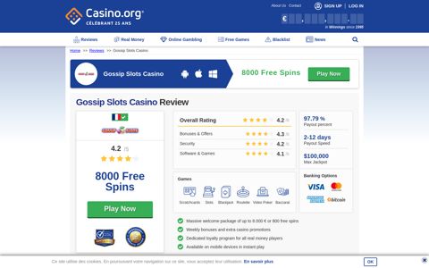 Gossip Slots Review 2020 - Get $8000 Bonus or ... - Casino.org