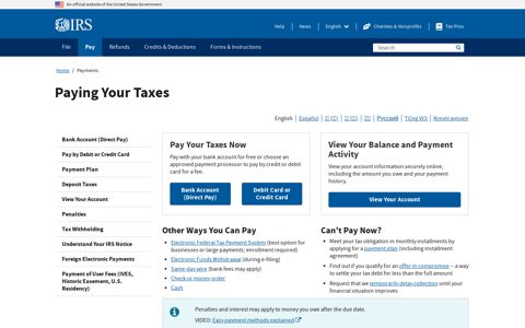 Paying Your Taxes - Internal Revenue Service