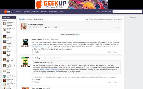 Geekfunder issue | BoardGameGeek