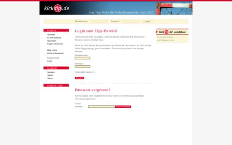 Login zum Tipp-Spiel - www.kicktip.de: das Tipp-Portal für ...