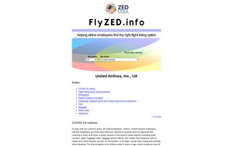 United Airlines, Inc. | Find flight listing option at FlyZED | ID ...