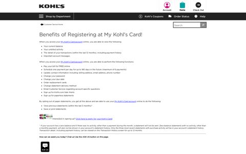 Benefits of Registering at My Kohl's Card! - Customer Service