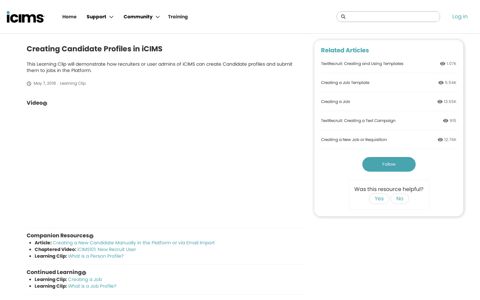 Creating Candidate Profiles in iCIMS