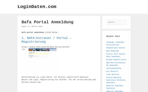 Bafa Portal - Bafa-Extranet / Portal - Registrierung