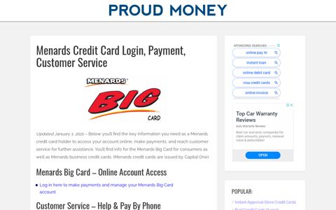 Menards Credit Card Login, Payment, Customer Service ...