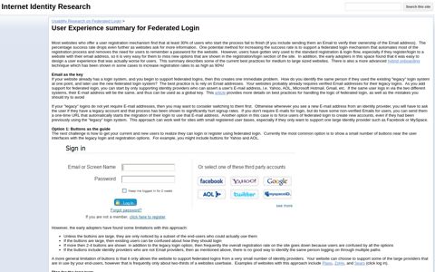 User Experience summary for Federated Login - Google Sites
