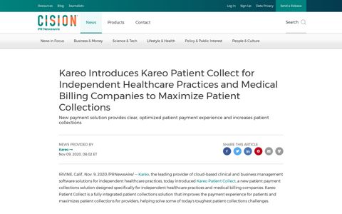 Kareo Introduces Kareo Patient Collect for Independent ...