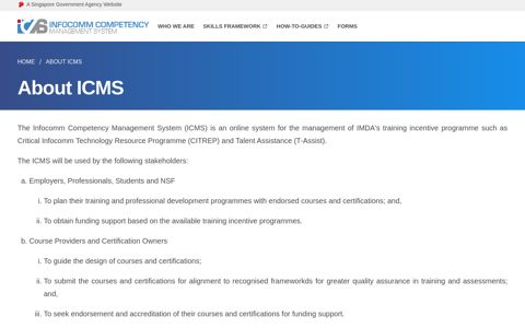 About ICMS - Infocomm Competency Management System ...