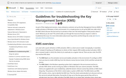 Guidelines for troubleshooting KMS | Microsoft Docs