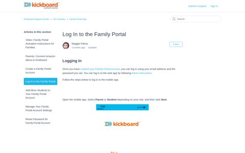 Log In to the Family Portal – Kickboard Support Center