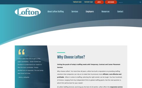 Employers | Lofton Staffing - Lofton Staffing Services