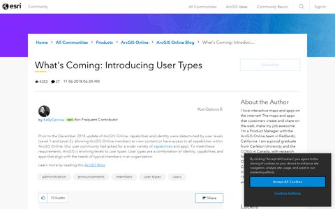 What's Coming: Introducing User Types - GeoNet, The Esri ...