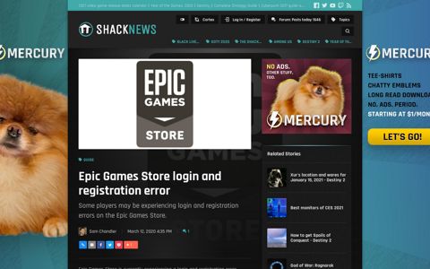 Epic Games Store login and registration error | Shacknews