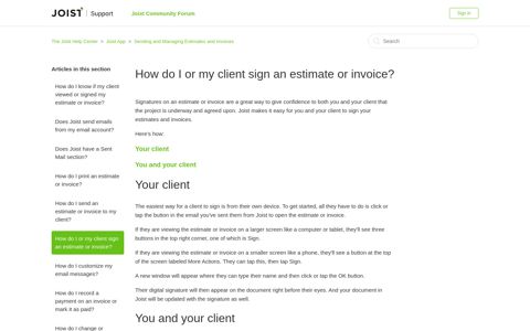 How do I or my client sign an estimate or invoice? – The Joist ...