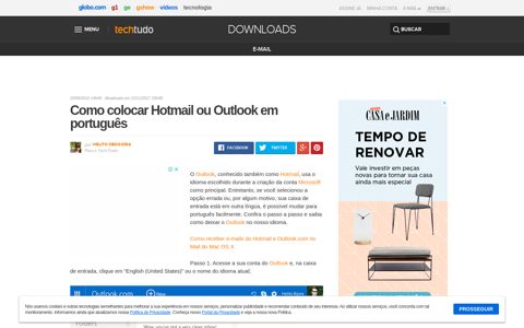 Como colocar Hotmail ou Outlook em português | Dicas e ...