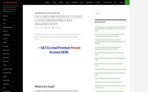 Ex-load Premium account login password Free November 2020
