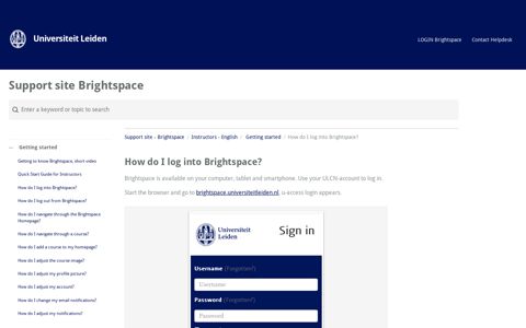 How do I log into Brightspace? - Universiteit Leiden