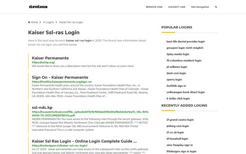 Kaiser Ssl-ras Login ❤️ One Click Access - iLoveLogin