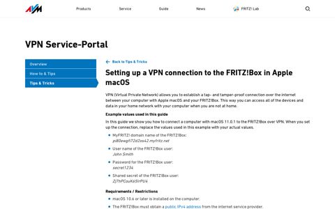 Setting up a VPN connection to the FRITZ!Box in Apple ... - AVM