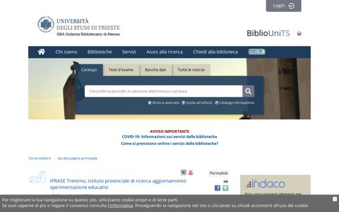 IPRASE Trentino, Istituto provinciale di ricerca ... - BiblioUniTS