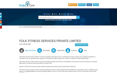 FOLK FITNESS SERVICES PRIVATE LIMITED - Company ...