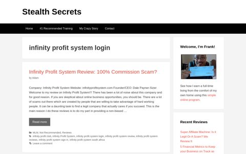 infinity profit system login | Stealth Secrets