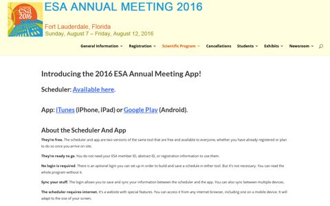 Introducing the 2016 ESA Annual Meeting App!