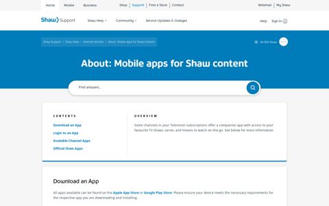 Mobile Apps for Shaw content - iPhone, iPad - Shaw Support