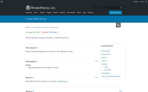 is_wp_error() | Function | WordPress Developer Resources