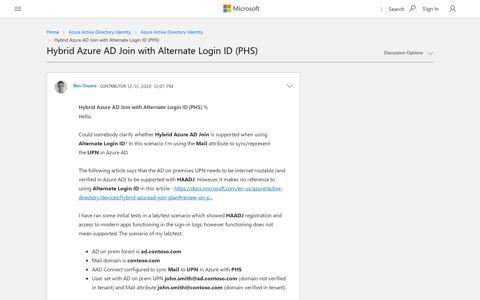 Hybrid Azure AD Join with Alternate Login ID (PHS) - Microsoft ...