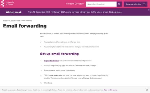 Email forwarding - University of Essex