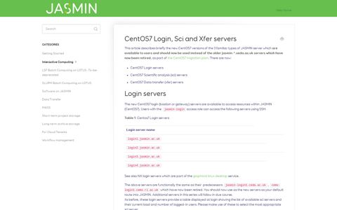 CentOS7 Login, Sci and Xfer servers - JASMIN help docs