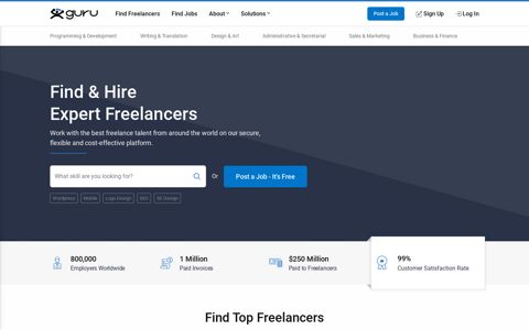 Guru - Hire Freelancers Online and Find Freelance Jobs Online