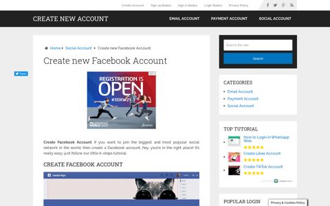 Create Facebook Account | Create New Account