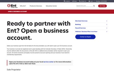 Open an Ent Business Account | Ent Credit Union